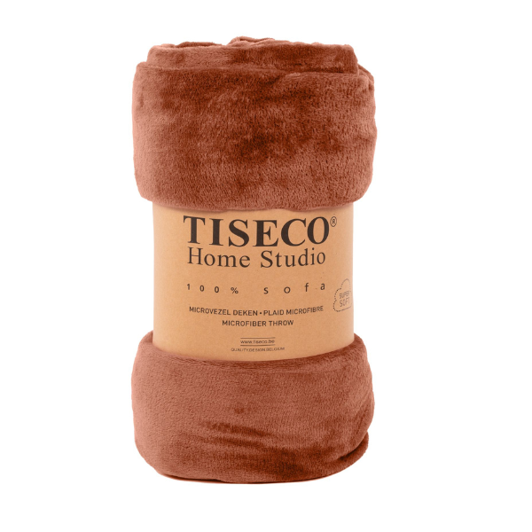 Luxe microflannel plaid Tiseco Cosy – Auburn – 220 gr/m² - 4 formaten