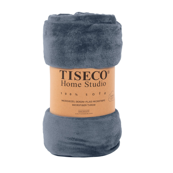 Luxe microflannel plaid Tiseco Cosy – Blue Stone – 220 gr/m² - 4 formaten