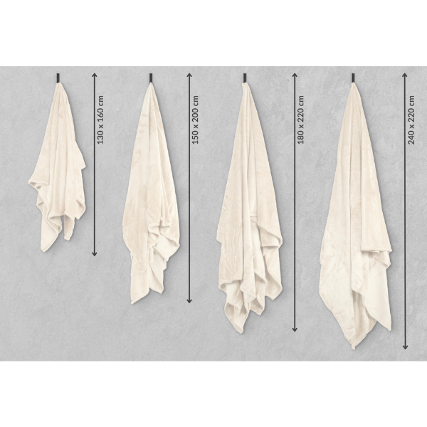 Luxe microflannel plaid Tiseco Cosy Delux – Ivory – 280 gr/m² - 4 formaten