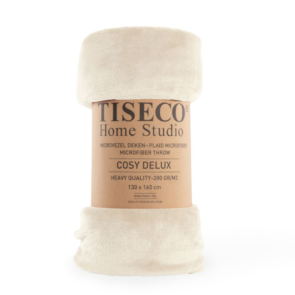 Luxe microflannel plaid Tiseco Cosy Delux – Ivory – 280 gr/m² - 4 formaten