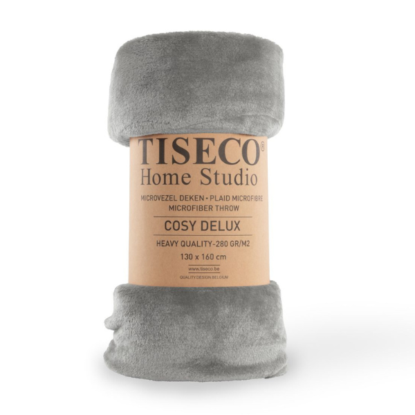 Luxe microflannel plaid Tiseco Cosy Delux – Radiant Grey – 280 gr/m² - 4 formaten
