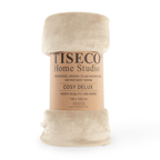 Luxe microflannel plaid Tiseco Cosy Delux – Sand – 280 gr/m² - 4 formaten