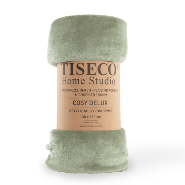 Luxe microflannel plaid Tiseco Cosy Delux – Sea Green – 280 gr/m² - 4 formaten