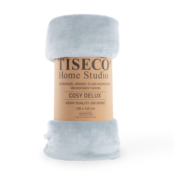 Luxe microflannel plaid Tiseco Cosy Delux – Silver Blue – 280 gr/m² - 4 formaten