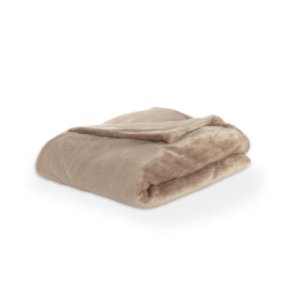 Luxe microflannel plaid Tiseco Cosy Delux – Taupe – 280 gr/m² - 4 formaten