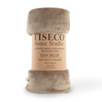 Luxe microflannel plaid Tiseco Cosy Delux – Taupe – 280 gr/m² - 4 formaten