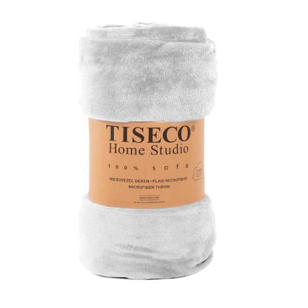 Luxe microflannel plaid Tiseco Cosy – Grey Light – 220 gr/m² - 4 formaten