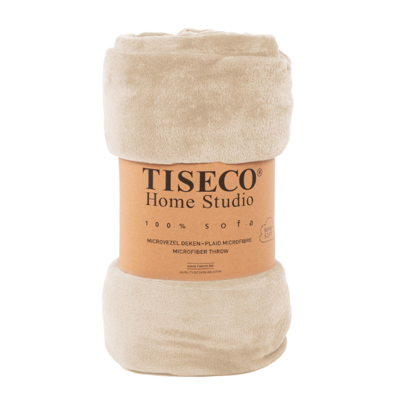 Luxe microflannel plaid Tiseco Cosy – Ivory – 220 gr/m² - 4 formaten
