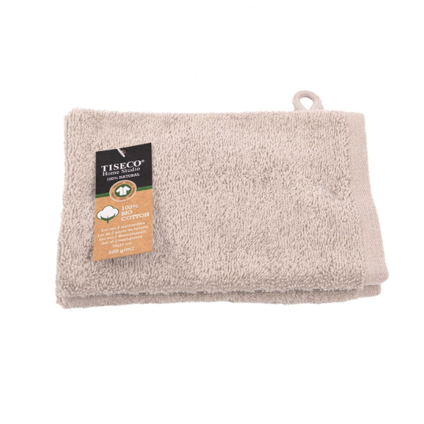Luxe washandje Tiseco Eden – Sand – 500 gr/m² (2 stuks)