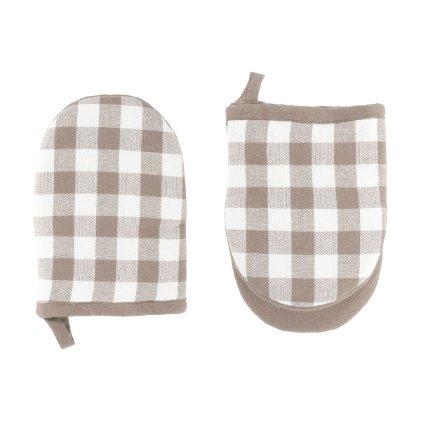 Ovengripper Gingham - Taupe - 13x19 cm (set van 2)