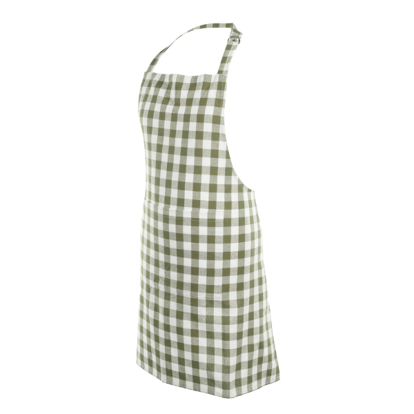 Keukenschort Gingham - Olive Green - 80x74 cm