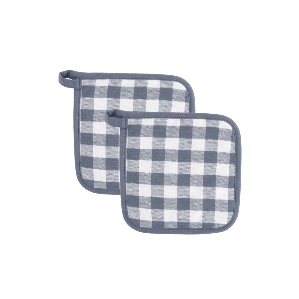 Pannenlap Gingham - Blue - 20x20 cm (set van 2)