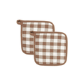 Pannenlap Gingham - Cognac - 20x20 cm (set van 2)
