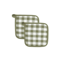 Pannenlap Gingham - Olive Green - 20x20 cm (set van 2)