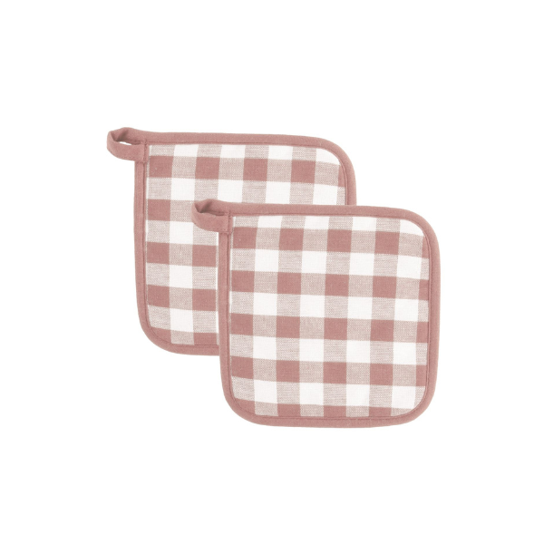 Pannenlap Gingham - Pink - 20x20 cm (set van 2)