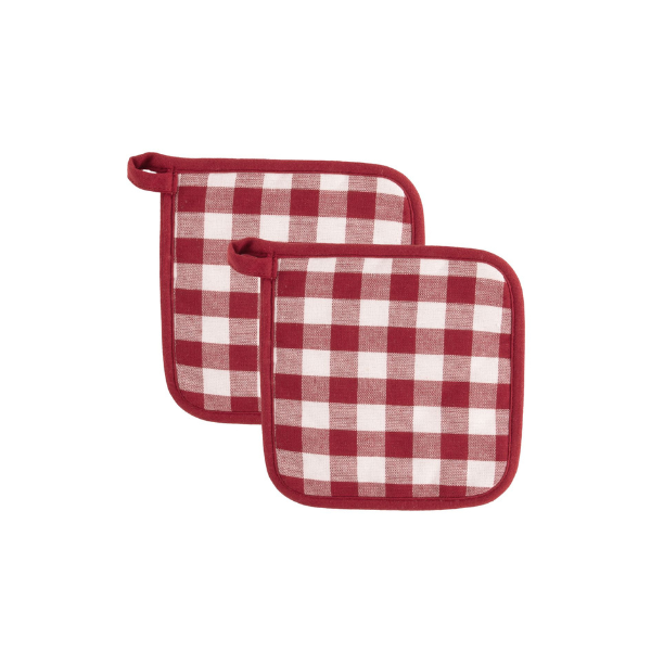 Pannenlap Gingham - Red - 20x20 cm (set van 2)
