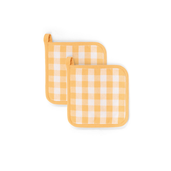 Pannenlap Gingham - Yellow - 20x20 cm (set van 2)