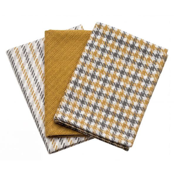 Keukenhanddoek Hudson - Mustard - 50 x 70 cm (3 stuks)