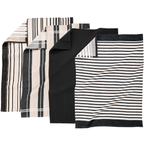 Keukenhanddoek Tiseco Multilines – Black – 80 gr/m² (set van 4)
