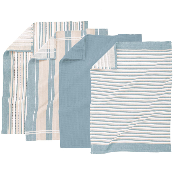 Keukenhanddoek Tiseco Multilines – Blue – 80 gr/m² (set van 4)