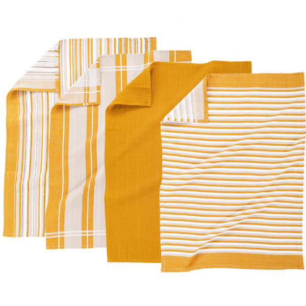 Keukenhanddoek Tiseco Multilines – Camel – 80 gr/m² (set van 4)
