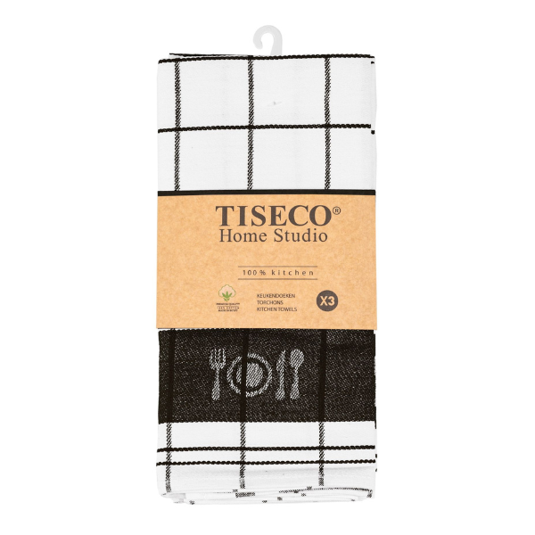 Keukenhanddoek Tiseco Pharao BML – Black – 80 gr/m² (3 stuks)