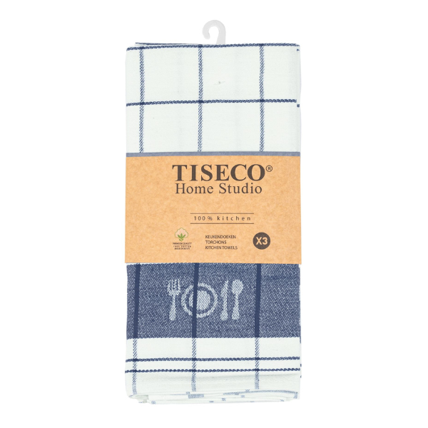 Keukenhanddoek Tiseco Pharao BML – Blue Dark – 80 gr/m² (3 stuks)