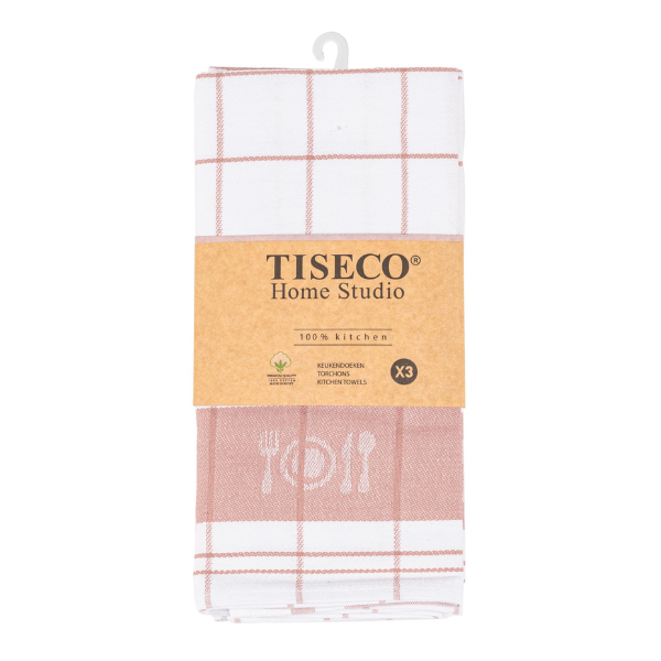 Keukenhanddoek Tiseco Pharao BML – Pink – 80 gr/m² (3 stuks)