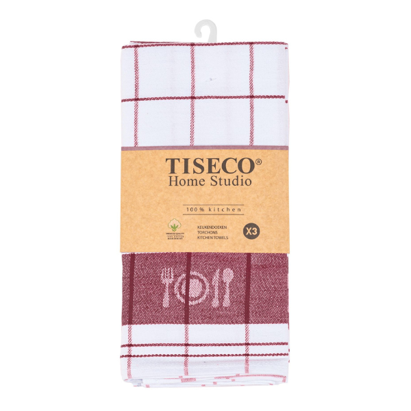 Keukenhanddoek Tiseco Pharao BML – Red – 80 gr/m² (3 stuks)