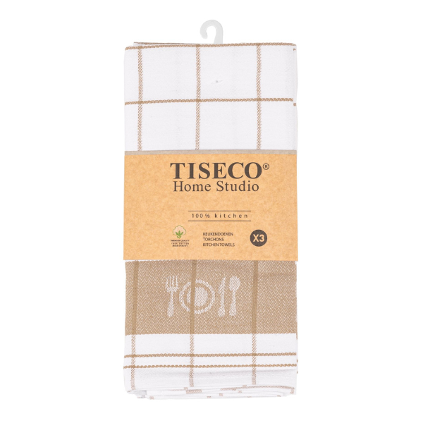 Keukenhanddoek Tiseco Pharao BML – Sand – 80 gr/m² (3 stuks)
