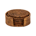 Glasonderzetters Rattan - Brown - Dia 10 cm (6 stuks)