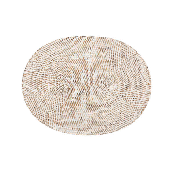 Placemat Rattan - White - 30 x 40 cm - Ovaal