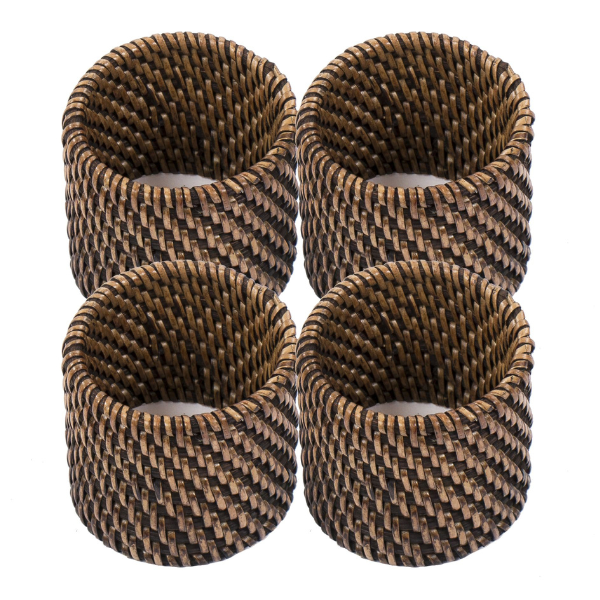 Servetringen Rattan - Brown - 4,5 x 5 cm (4 stuks)