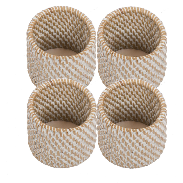 Servetringen Rattan - White - 4,5 x 5 cm (4 stuks)